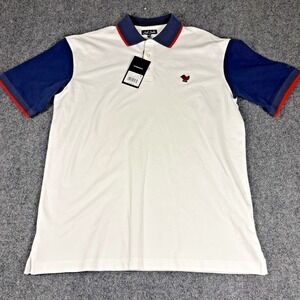 Bad Birdie Polo Shirt Men's Med White Navy Blue Pique Short Sleeve Golf NEW NWT